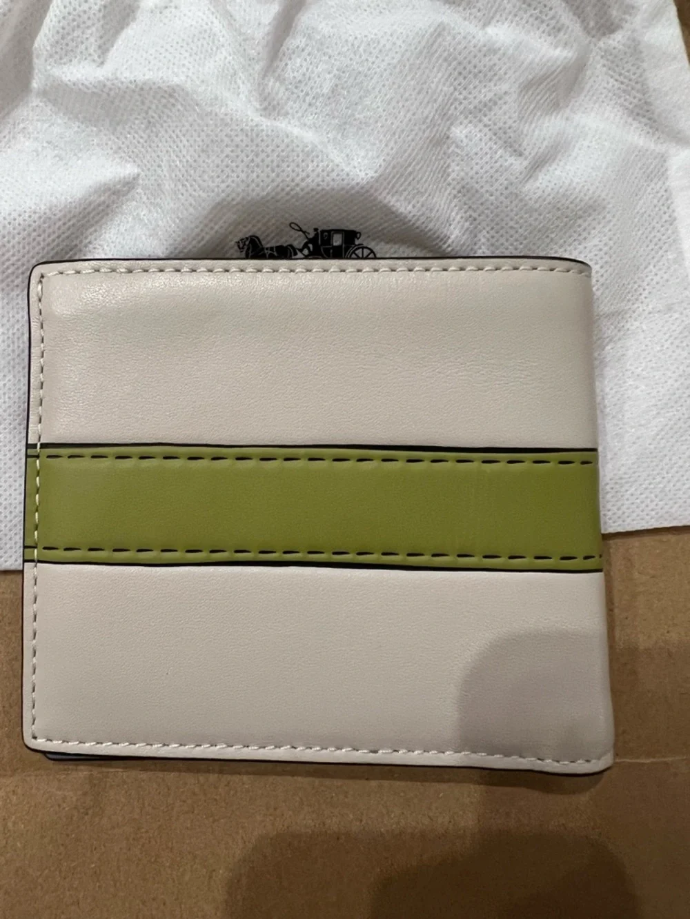 Coach Double Billfold Wallet With Trompe L'oeil Lime Belt Design C9023 NWOT